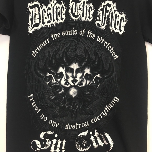 Sin City Goth Metal Rock N Roll Graphic Tee - Picture 2 of 4